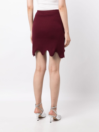 Shop Ph5 Sofia Layered Ribbed-knit Miniskirt In 红色