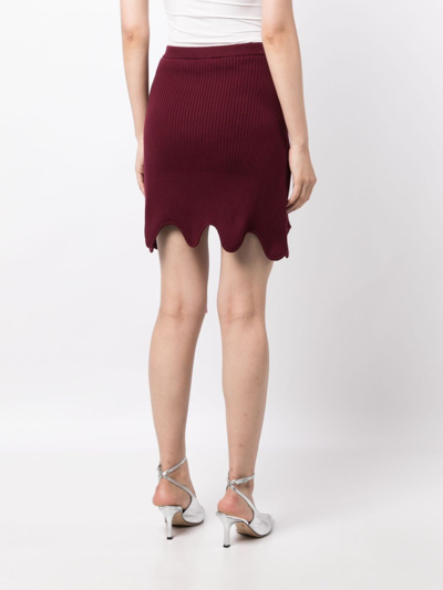 Ph5 Sofia Layered Ribbed-knit Miniskirt In 红色