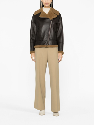 Shop Yves Salomon Zip-up Leather Jacket In Brown