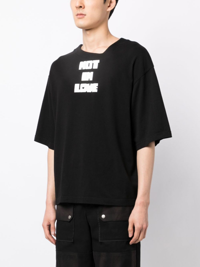 Natasha Zinko Slogan-print Asymmetric Cotton T-shirt In Black