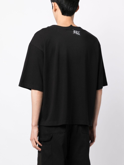 Shop Natasha Zinko Slogan-print Asymmetric Cotton T-shirt In Black