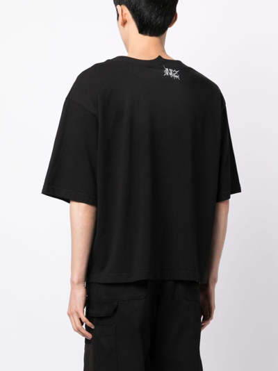 Natasha Zinko Slogan-print Asymmetric Cotton T-shirt In Black