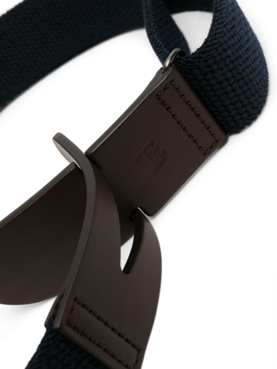 Tod's Greca Pebbled-texture Belt In Blue