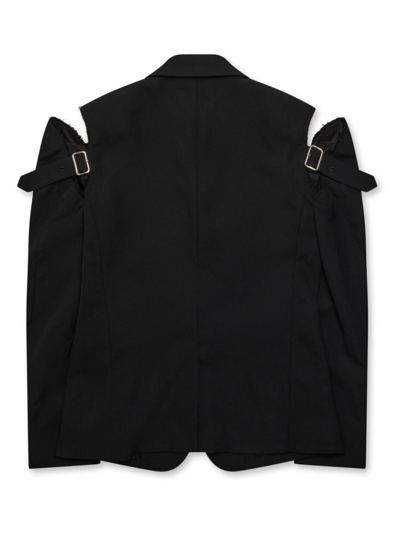 Shop Black Comme Des Garçons Cut-out Buckle-detail Blazer In 黑色
