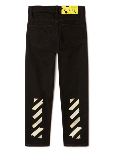Off-white Diagonal-striped Jeans In Grey