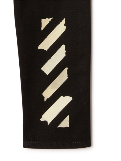Off-white Diagonal-striped Jeans In Grey