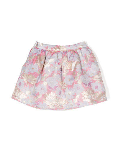 Shop Hucklebones London Floral-print Pleated Skirt In 粉色
