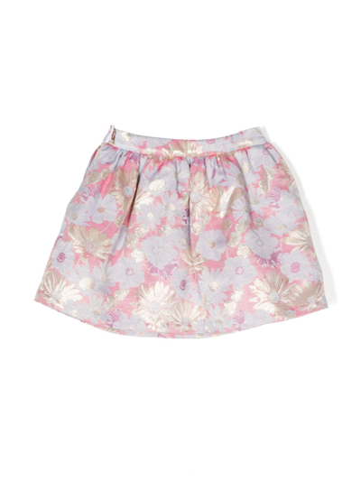 Hucklebones London Floral-print Pleated Skirt In 粉色