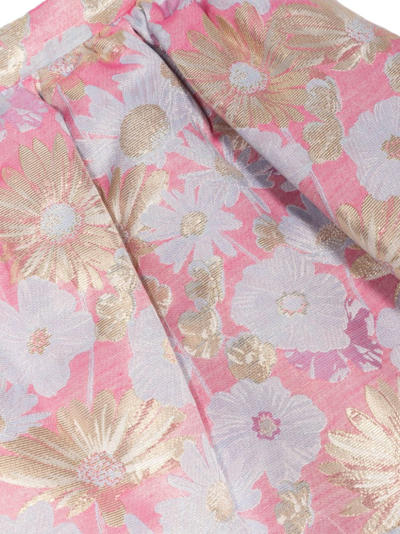 Shop Hucklebones London Floral-print Pleated Skirt In 粉色