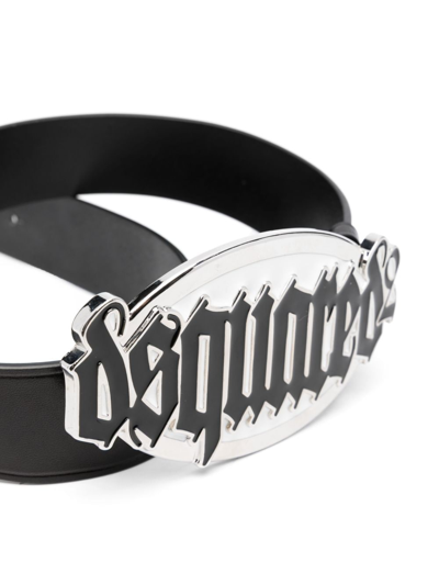 Shop Dsquared2 Gothic Logo-buckle Leather Belt In 黑色
