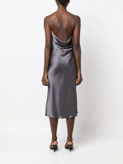 Shop Blanca Vita Drapped Satin-finish Dress In 灰色