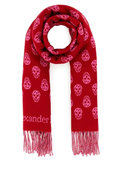 Shop Alexander Mcqueen Scarves And Foulards In Welshredpsycpink