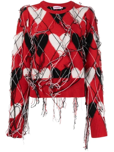 Shop Charles Jeffrey Loverboy Inlay Wool Blend Sweater In Red
