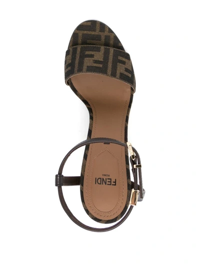 Shop Fendi Delfina Heel Sandals In Brown