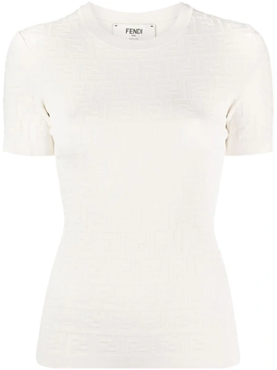 Shop Fendi Ff Knitted Top In White