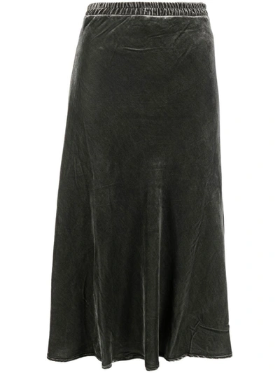 Shop Gold Hawk Velvet Long Skirt In Grey