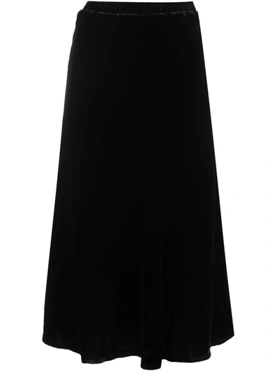 Shop Gold Hawk Velvet Long Skirt In Black