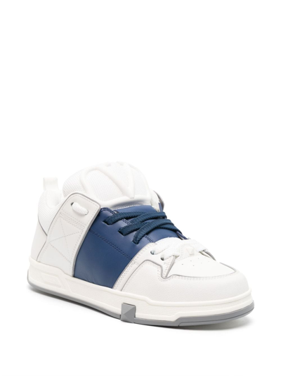 Shop Valentino Open Skate Leather Sneakers In White