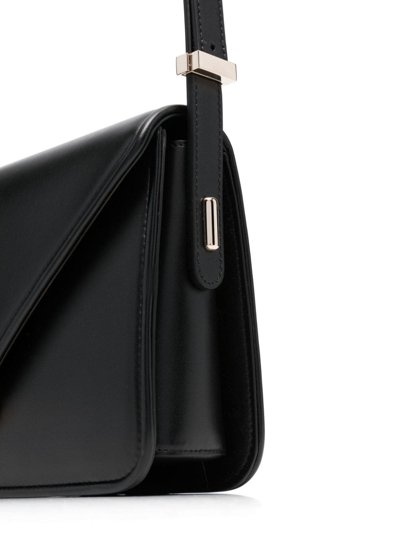 Shop Valentino Letter Leather Crossbody Bag In Black