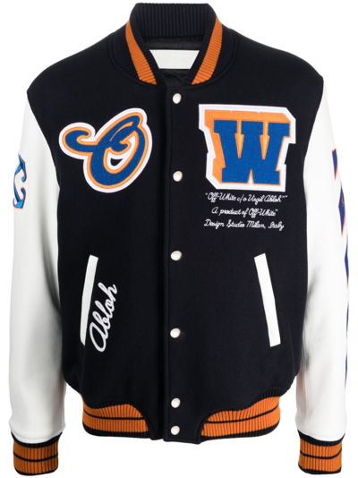 Shop Off-white Varsity Patch Bomber Jacket In Blue