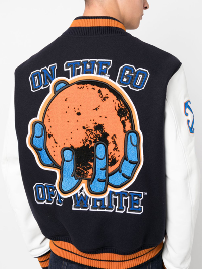 Shop Off-white Varsity Patch Bomber Jacket In Blue