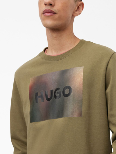 Shop Hugo Duragol Logo-print Sweatshirt In Green