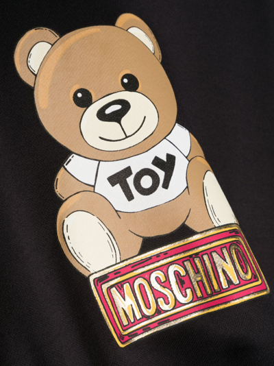Shop Moschino Teddy Bear Cotton Blend Sweatshirt In Black