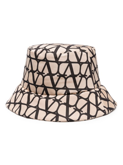 Shop Valentino Vlogo Signature Bucket Hat In Neutrals