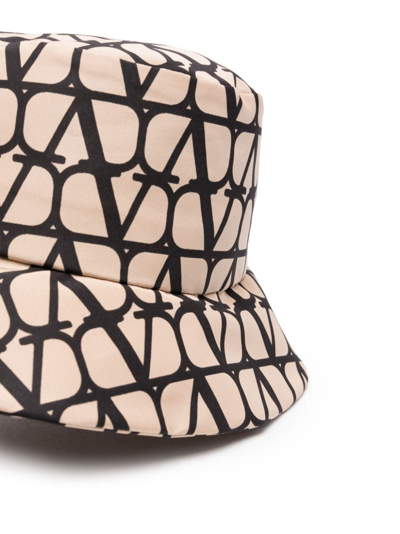 Shop Valentino Vlogo Signature Bucket Hat In Neutrals