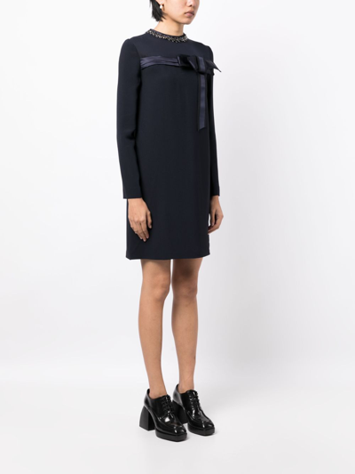 Dice Kayek Crystal-embellished Silk Minidress In Blue