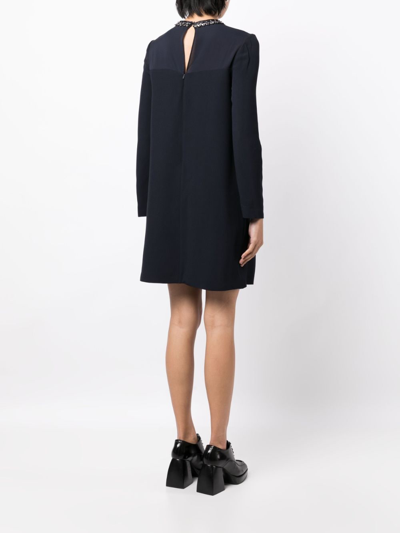 Dice Kayek Crystal-embellished Silk Minidress In Blue