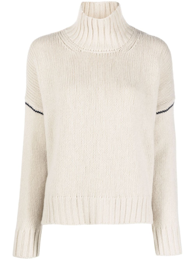 Shop Woolrich Contrasting-stitch Knitted Jumper In Neutrals