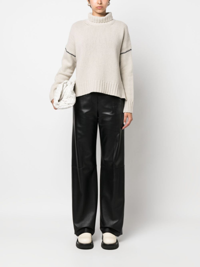 Shop Woolrich Contrasting-stitch Knitted Jumper In Neutrals