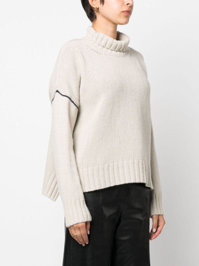 Shop Woolrich Contrasting-stitch Knitted Jumper In Neutrals