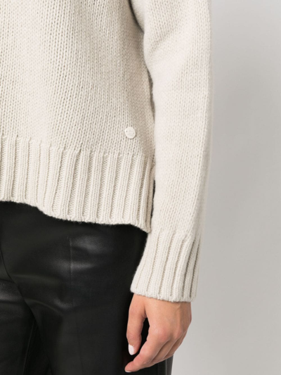 Shop Woolrich Contrasting-stitch Knitted Jumper In Neutrals