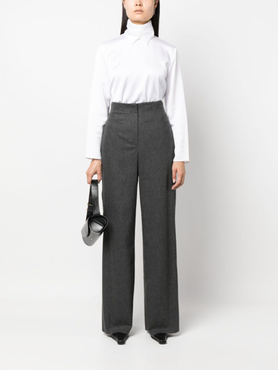 Shop Emporio Armani Straight-leg High-waist Trousers In Grey