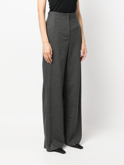 Emporio Armani High Waist Wide Leg Trousers With Pockets In Grey
