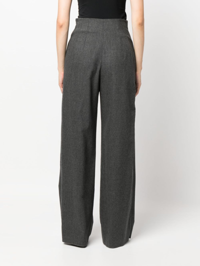 Emporio Armani High Waist Wide Leg Trousers With Pockets In Grey