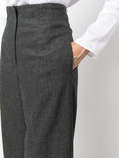 Emporio Armani High Waist Wide Leg Trousers With Pockets In Grey