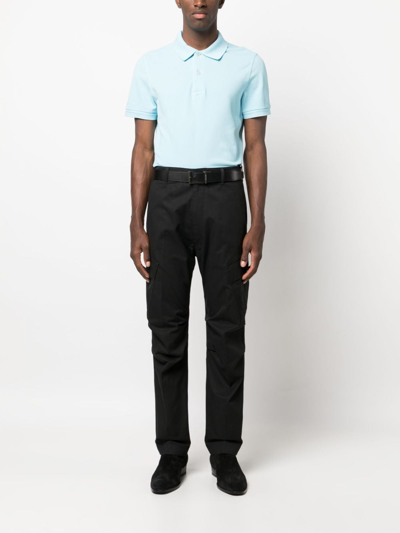 Shop Tom Ford Tapered-leg Cotton Trousers In Black