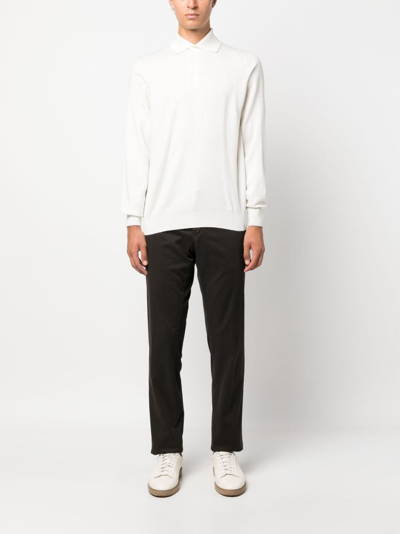 Brunello Cucinelli Long-sleeve Cashmere Polo Shirt In White