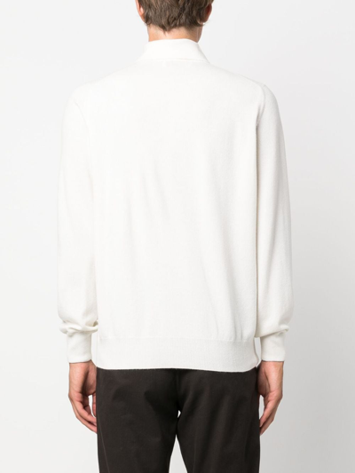 Shop Brunello Cucinelli Long-sleeve Cashmere Polo Shirt In White