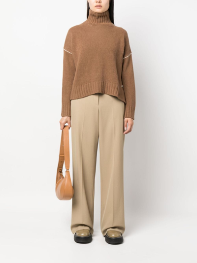 Shop Woolrich Contrasting-stitch Knitted Jumper In Neutrals