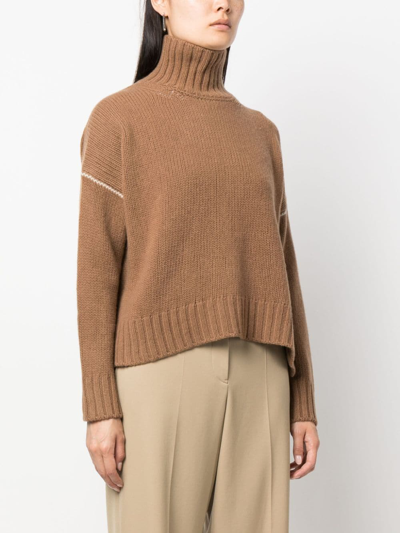 Shop Woolrich Contrasting-stitch Knitted Jumper In Neutrals