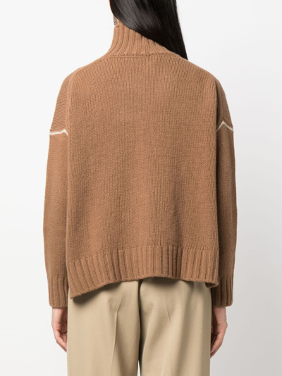 Shop Woolrich Contrasting-stitch Knitted Jumper In Neutrals