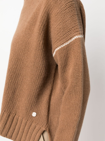 Shop Woolrich Contrasting-stitch Knitted Jumper In Neutrals