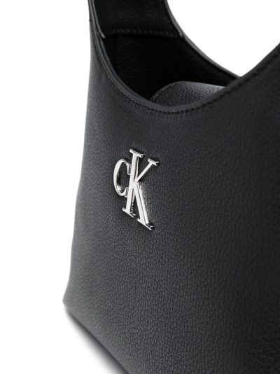 Shop Calvin Klein Jeans Est.1978 Logo-lettering Grained Shoulder Bag In Black