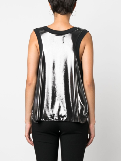 Shop Vivienne Westwood Laminated Orb-embroidered Tank Top In Silver