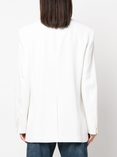 Shop Nili Lotan Shoulder-pads Single-breasted Blazer In White