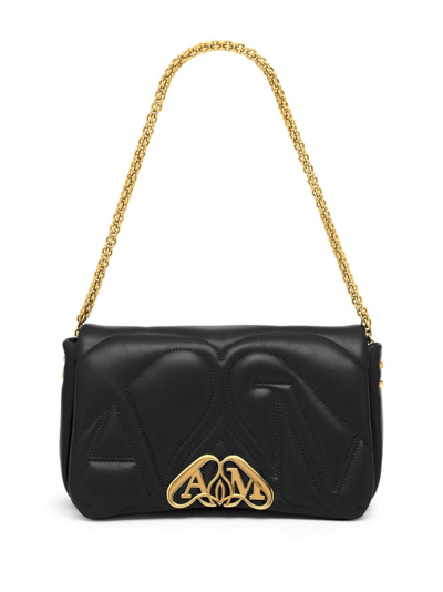 Shop Alexander Mcqueen Small The Seal Shoulder Bag In Black